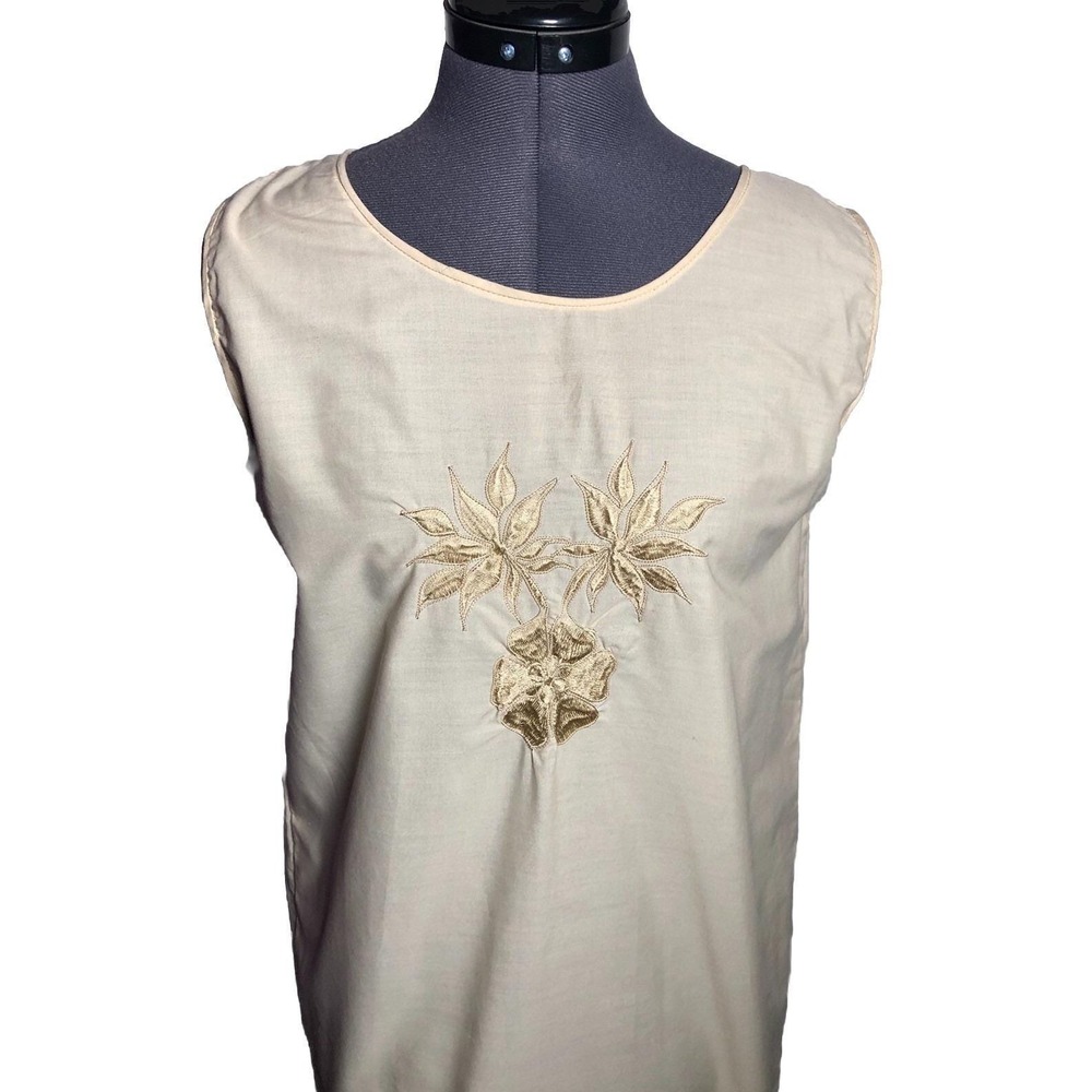 Authentic Vintage 1920s Embroidered Cotton Shift Dress Lace Hem Flapper Antique - Picture 2 of 16
